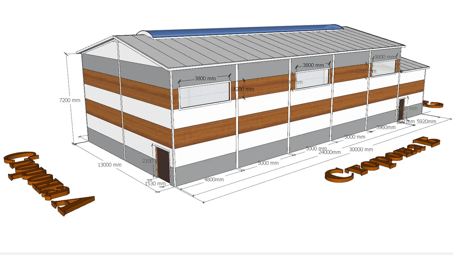 156. Быстровозводимый спортивный зал 13Ш х 30д х 6В из ЛСТК в г. Ялта, Крым, Россия 