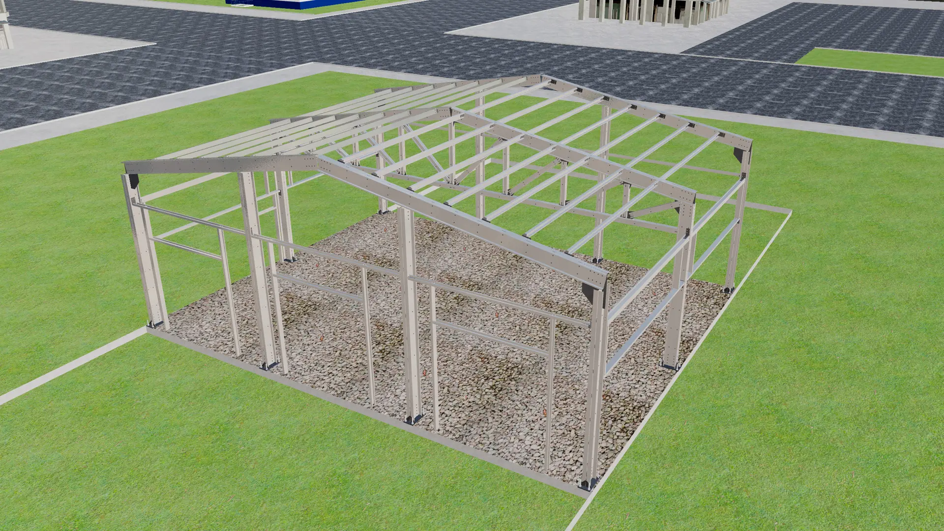 Завод ПК Веста объявляет о заказе быстровозводимого гаража 18Ш х 12Д х 4В из ЛСТК для хранения машин в г. Тула, Россия.