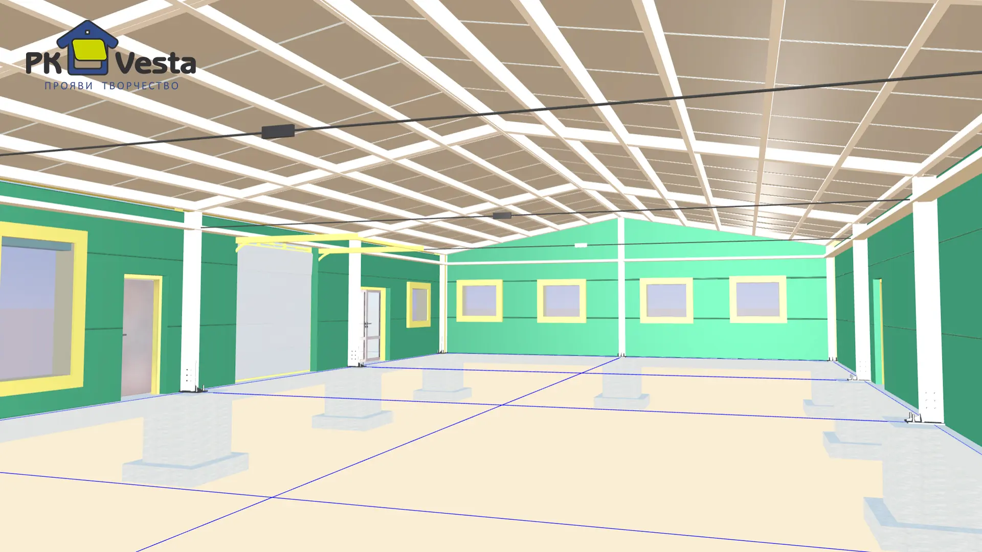 208. Быстровозводимая столовая и офис 12Ш х 24Д х 3В из ЛСТК для местного фермера в г. Клинцы, Россия