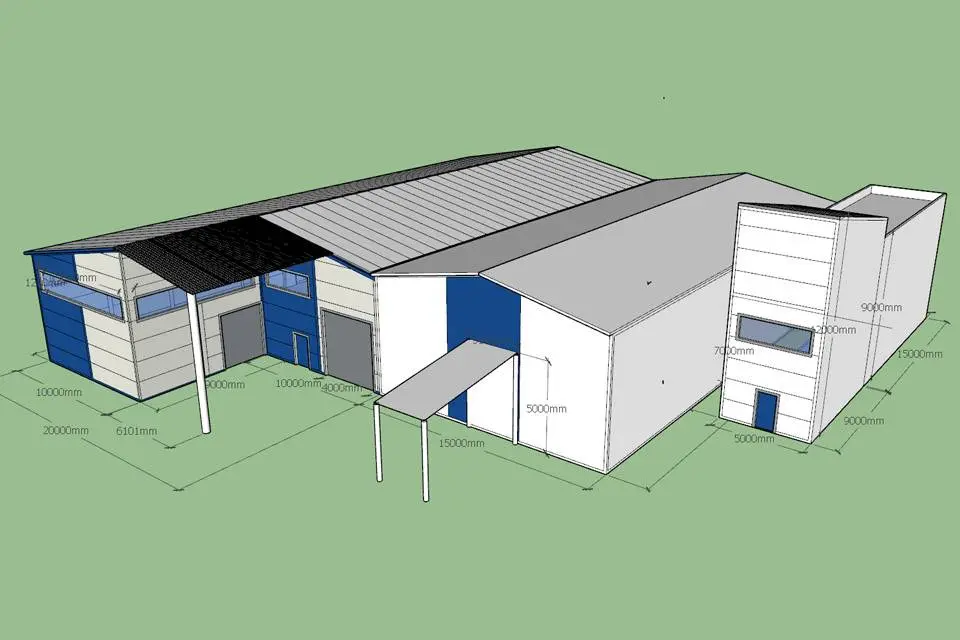 131. Быстровозводимый комплекс зданий цехов и склада 20/5 x 42 x 6/9  для изготовления дорожного покрытия в г. Нур-Султан, Казахстан 