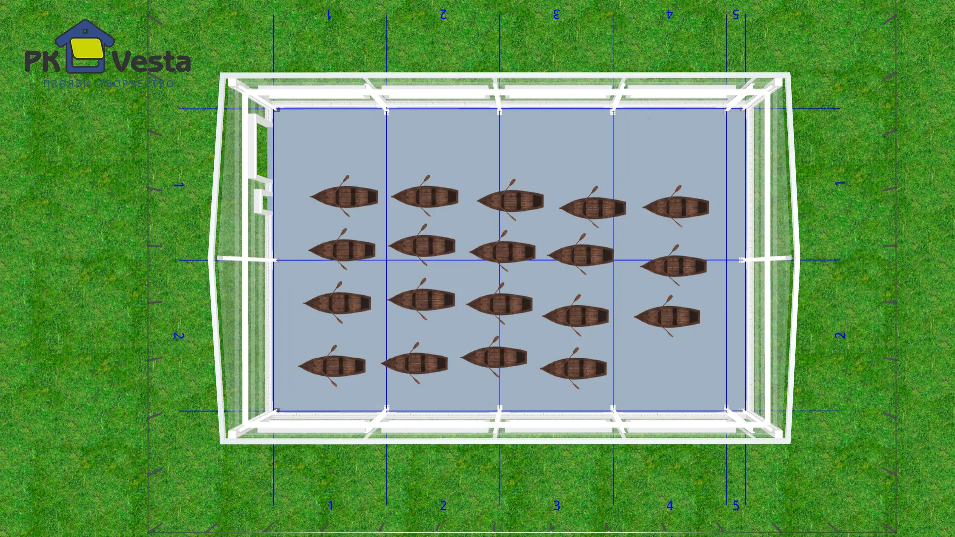 206. Быстровозводимый ангар 16Ш х 26Д х 4.7В из ЛСТК для хранения лодок  в г. Балашихе, Россия