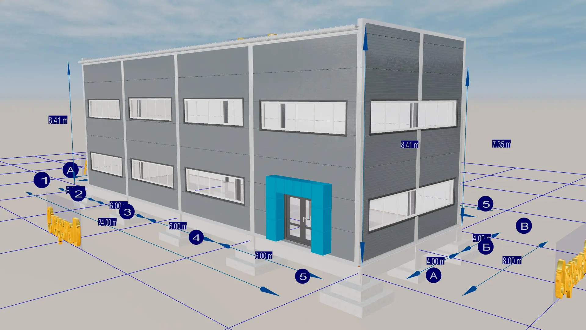ПК Веста объявляет о заказе быстровозводимой офисной двухэтажной пристройки 8Ш х 24Д х 3/2.6 из ЛСТК к существующему зданию в г. Тула, Россия