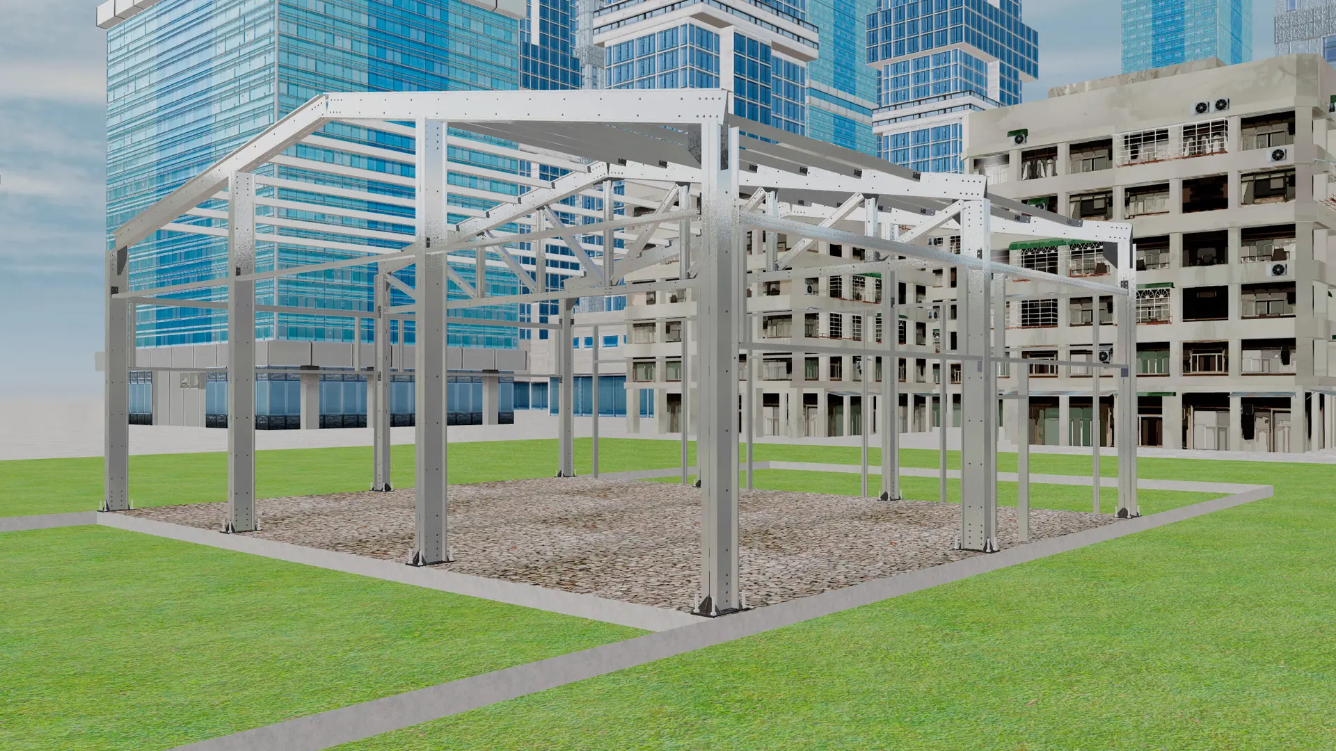 Завод ПК Веста объявляет о заказе быстровозводимого гаража 18Ш х 12Д х 4В из ЛСТК для хранения машин в г. Тула, Россия.