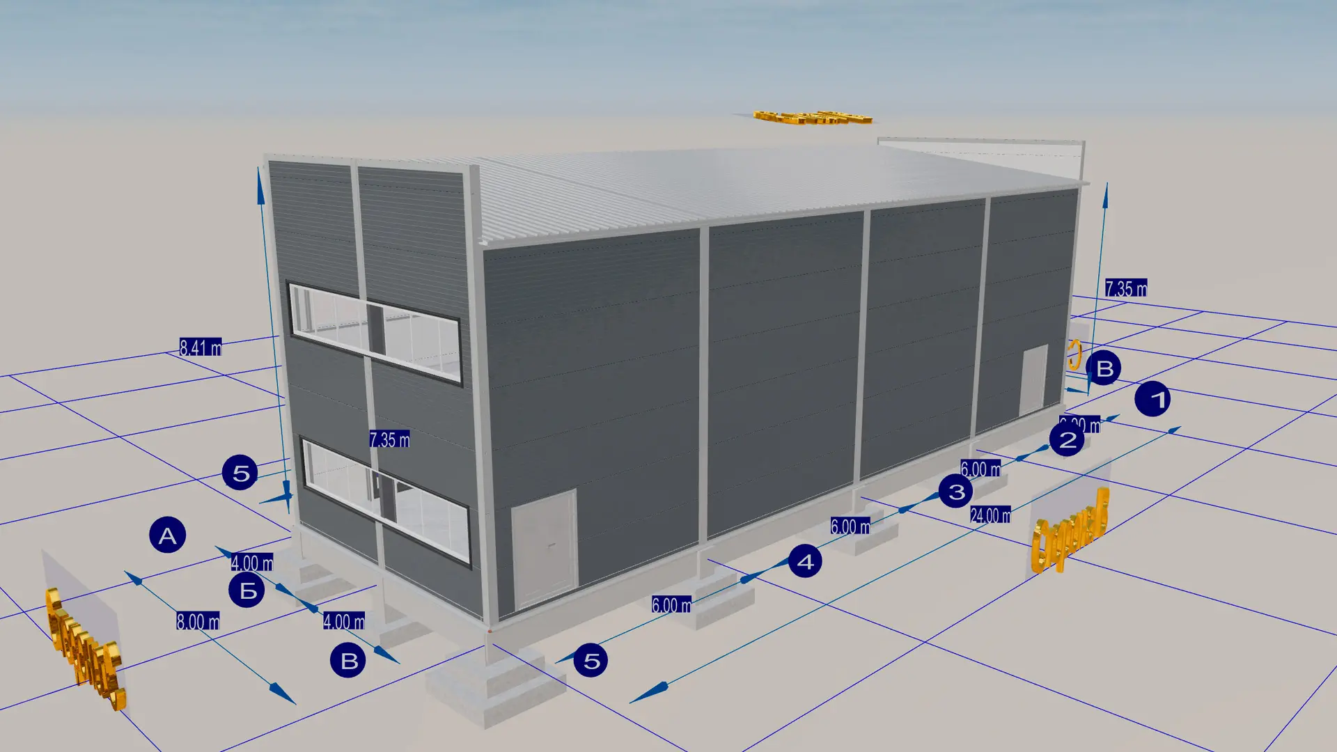 ПК Веста объявляет о заказе быстровозводимой офисной двухэтажной пристройки 8Ш х 24Д х 3/2.6 из ЛСТК к существующему зданию в г. Тула, Россия